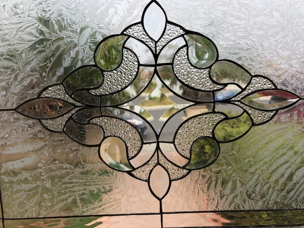 The "Wilmington" All Clear Beveled Victorian Stained Glass Window Panel