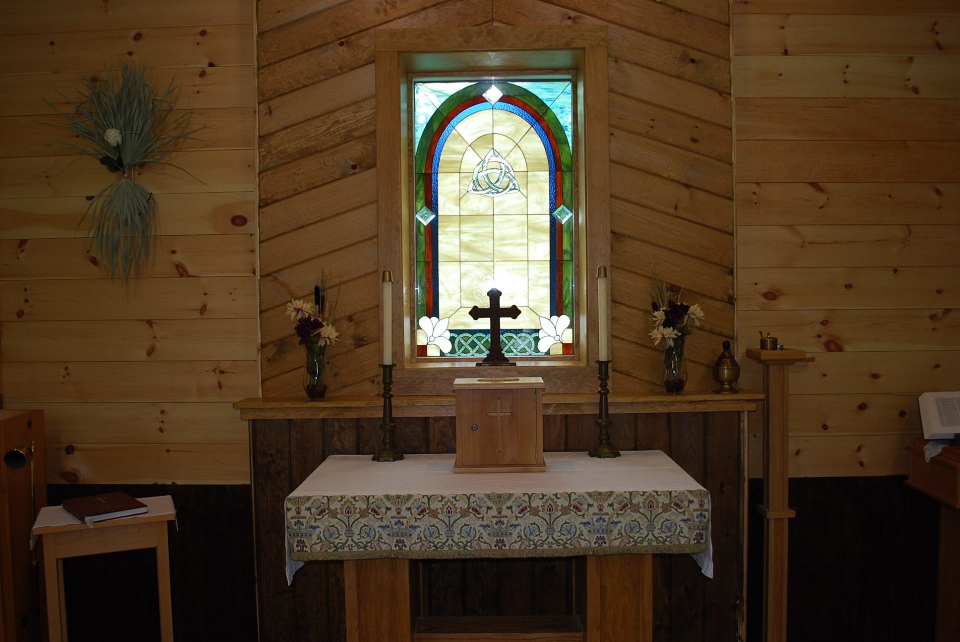 Beautiful Celtic Stained Glass Window Installed In A Chapel