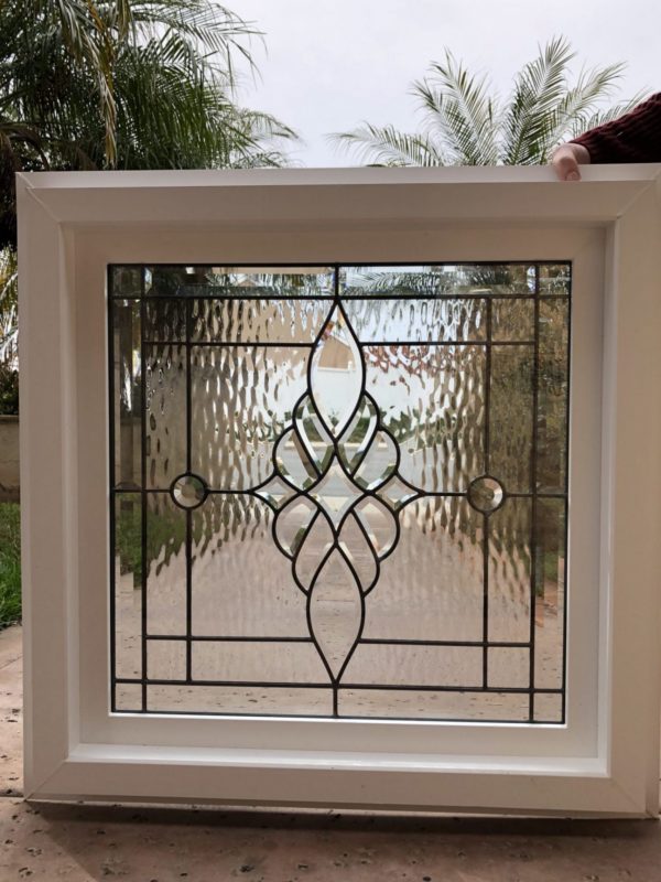 The Elegant Brentwood Beveled Leaded Stained Glass Window (Insulated In Tempered Glass & Framed)