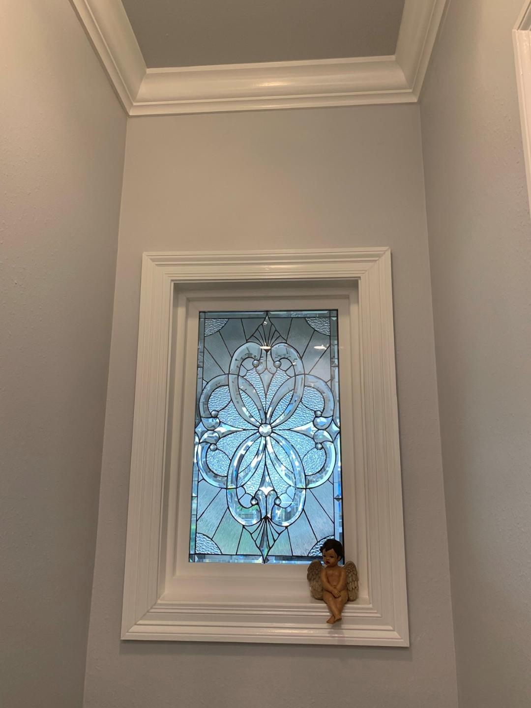 All Clear Beveled Window Installed In A Client's Bathroom For Beauty And Light