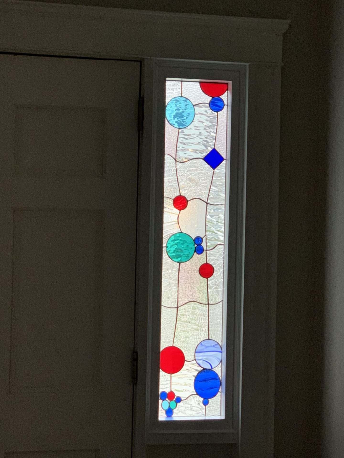 Lovely Abstract Bubbles Stained Glass Sidelites for Privacy & Natural Light from inside