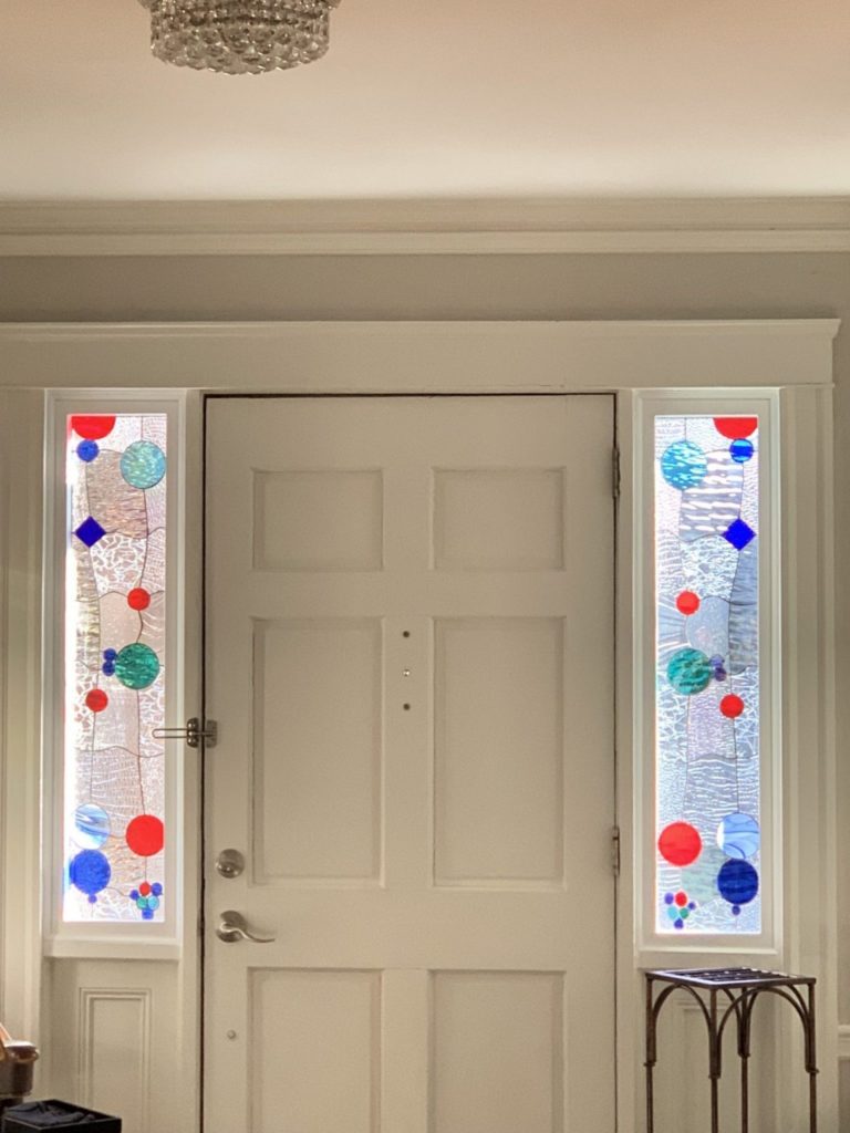 Lovely Abstract Bubbles Stained Glass Sidelites for Privacy & Natural Light