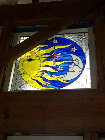Stained Glass Moon & Star Window Installed