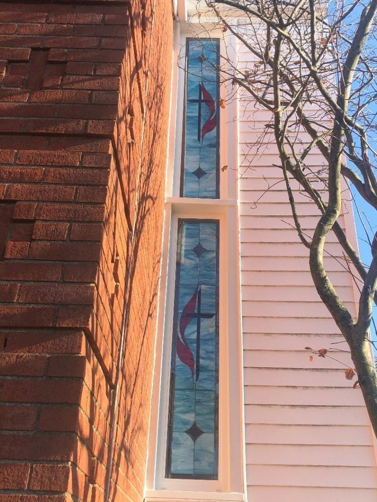 Methodist Cross Stained Glass Window Exterior