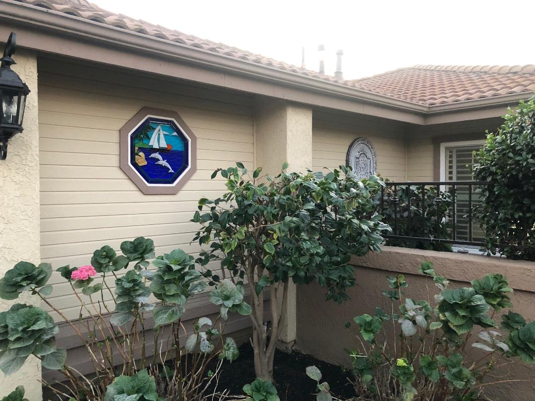 Before & After! Pretty Sailboat And Dolphin Octagonal Stained Glass Window