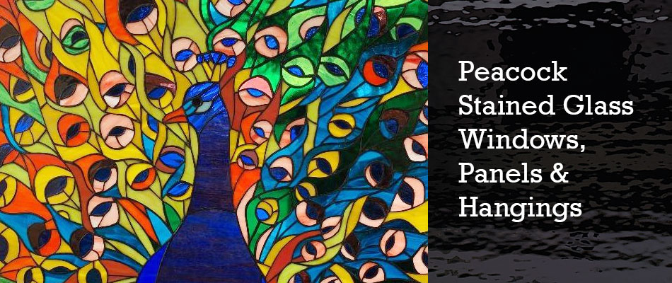 Peacock Stained Glass Panels, Windows, Hangings
