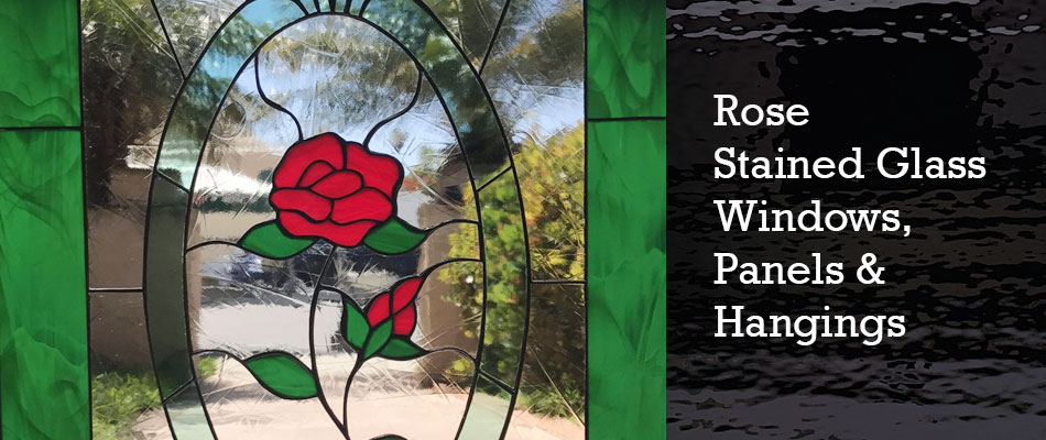 Rose Stained Glass Panels, Windows, Hangings