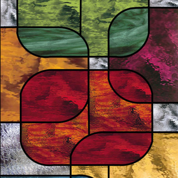 The "Spectrum" Abstract Stained Glass Douglas Fir French Door