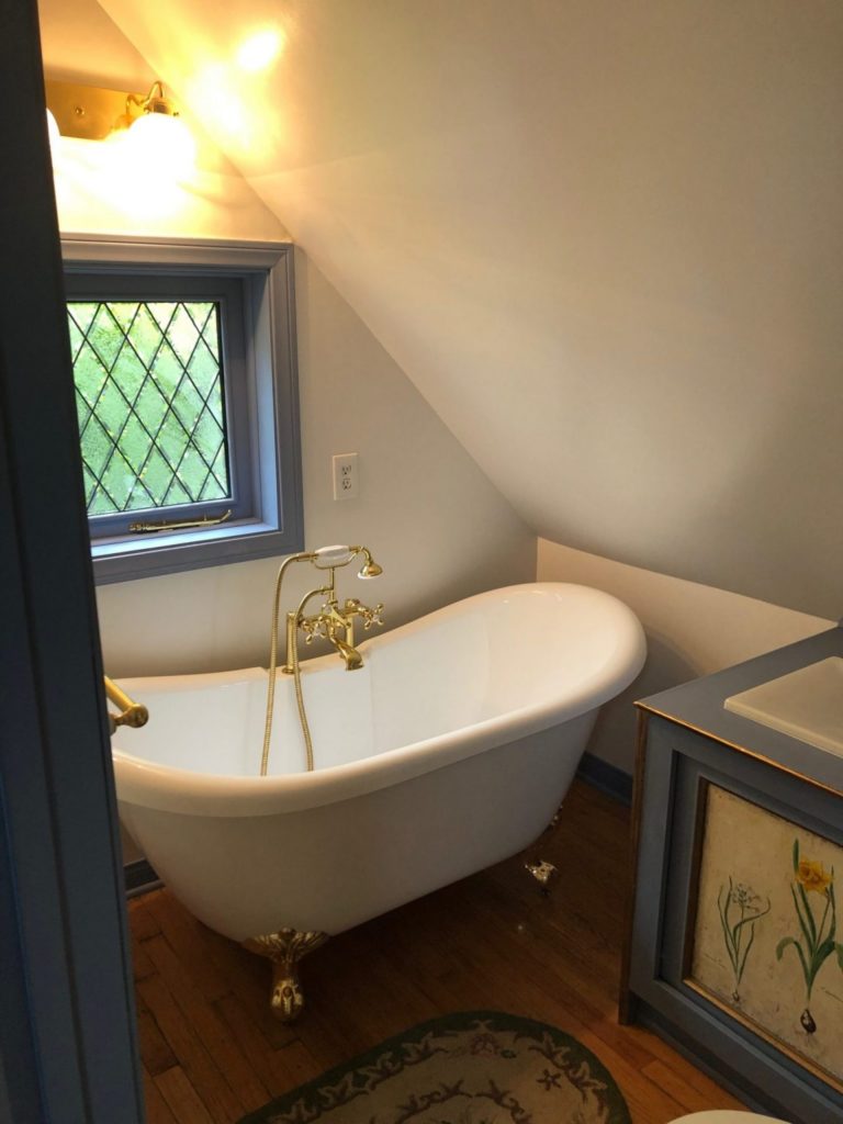 Tudor Style Window Installed over a Bathtub