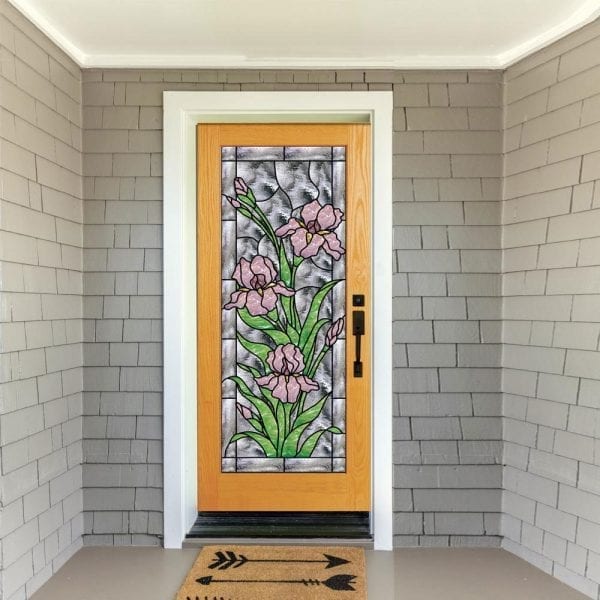 The Lovely Iris Stained Glass Douglas Fir French Door