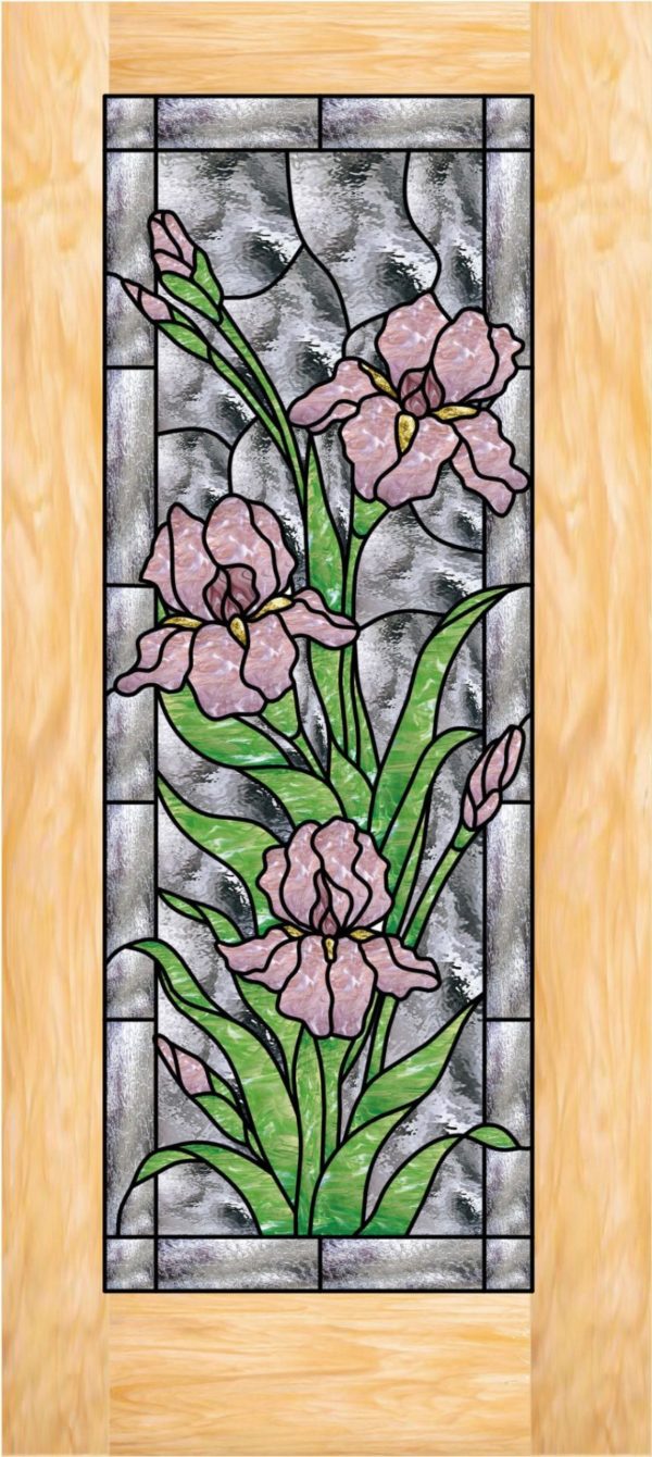 The Lovely Iris Stained Glass Douglas Fir French Door