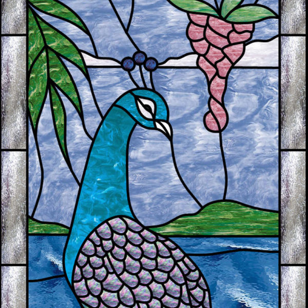 Exquisite Stained Glass Peacock Door