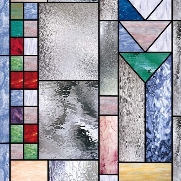 The "Naperville" Prairie Style Stained Glass Douglas Fir French Door