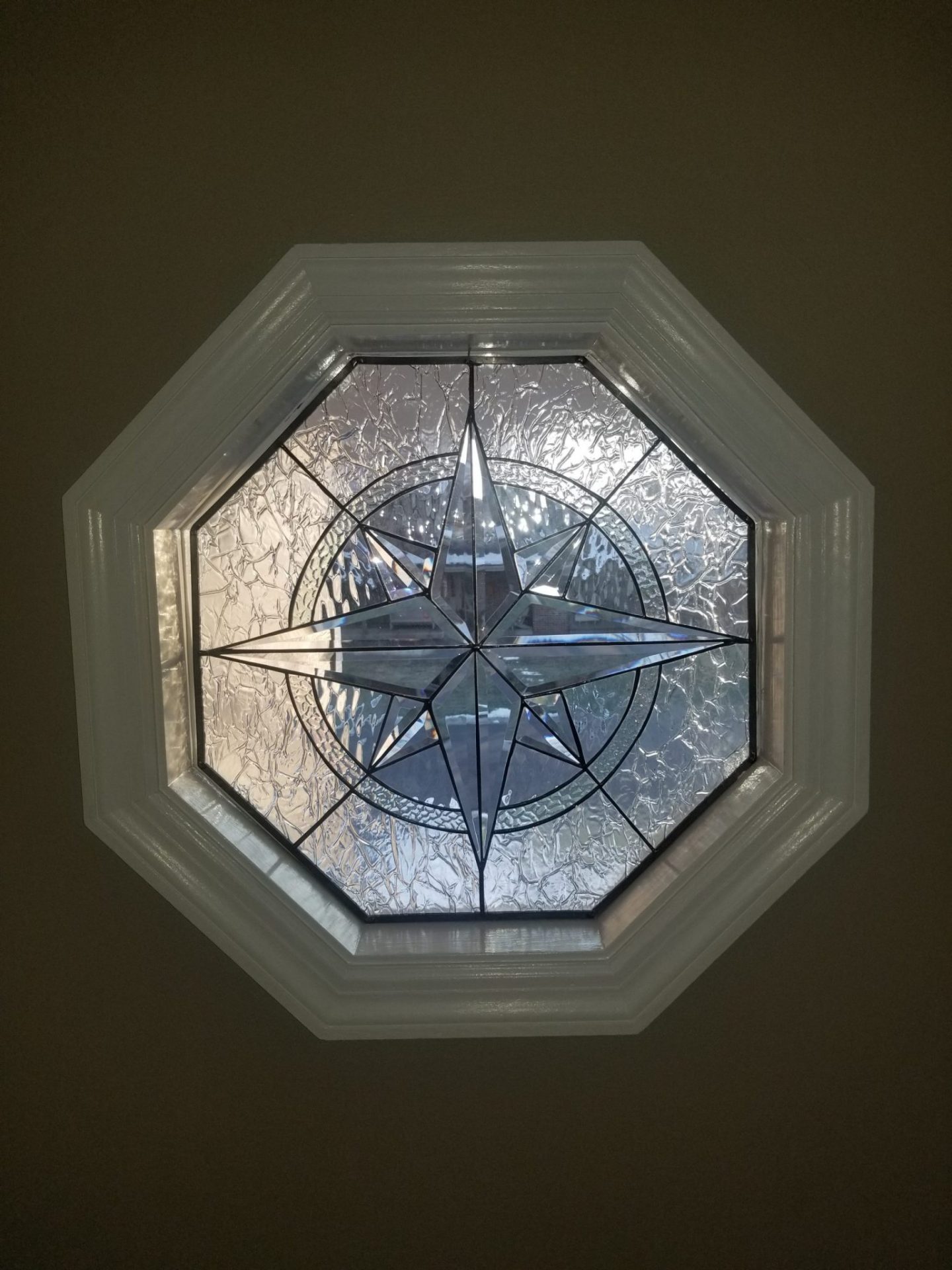 The Elegant Maywood” Beveled Leaded Octagon Shaped Stained Glass Window