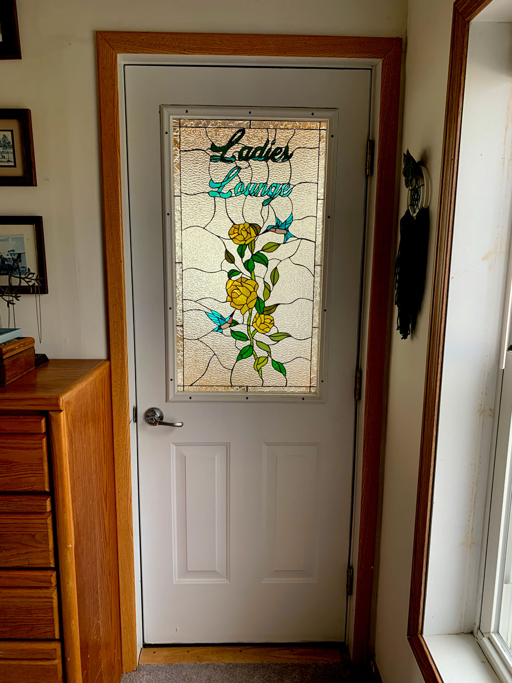 Flowers and Hummingbirds Glass Door Inserts