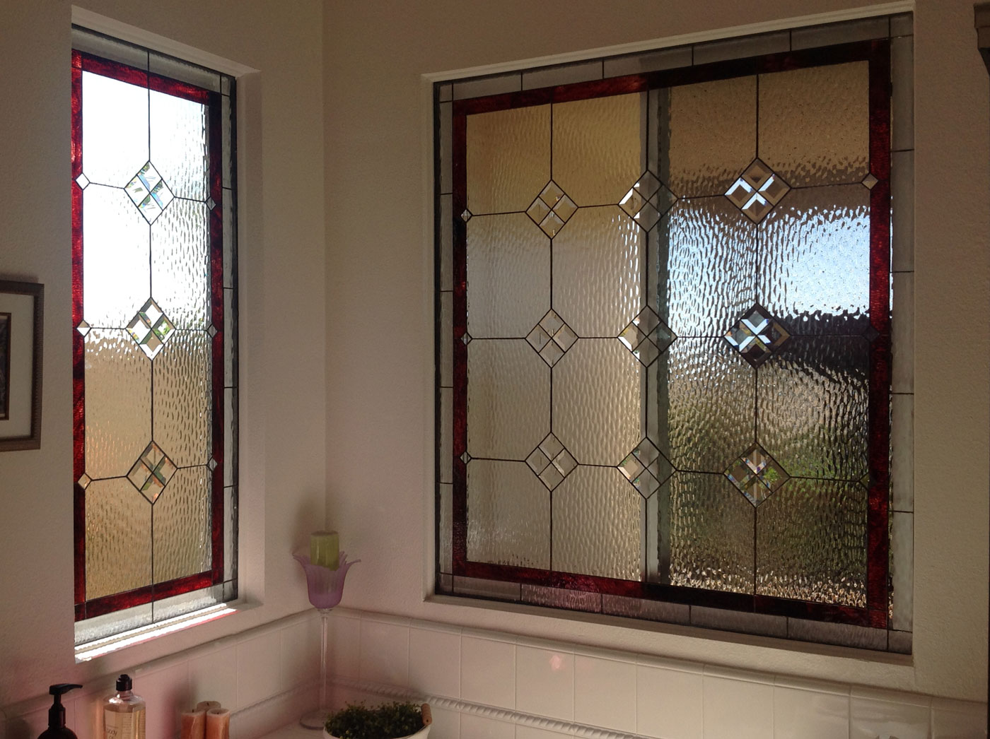 Classic Stained GLass Window Installed in a Bathroom