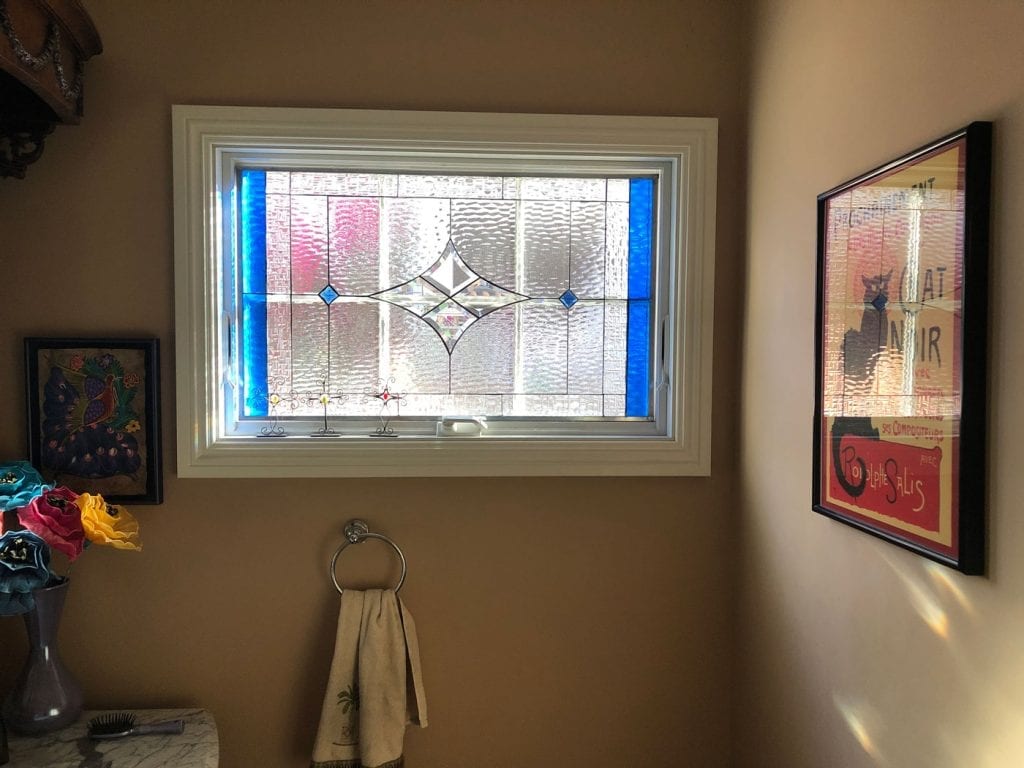 Minimal installation Clear Beveled Stained Glass Window
