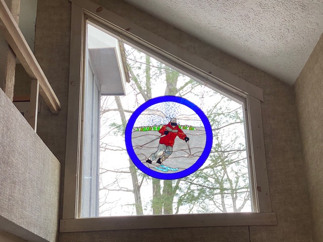 Hanging Stained Glass Window in a Ski Home