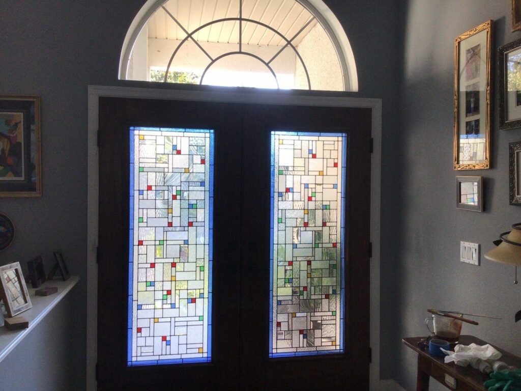 Stained Glass Door Insert installed in Front Door