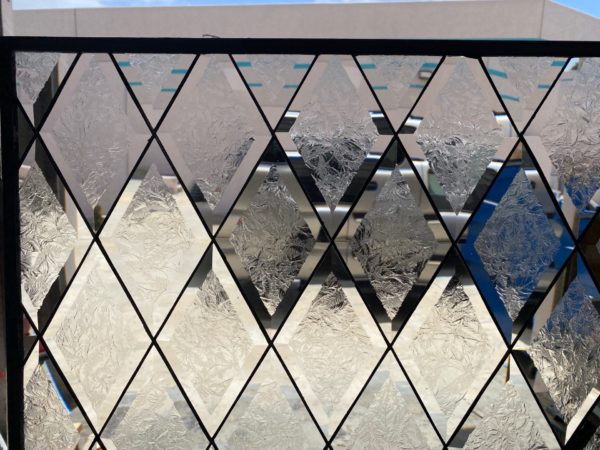 All Clear Tudor Style Beveled Diamond glue Chip Stained Glass Window Panel (Two available)