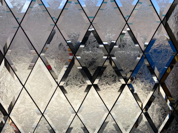 All Clear Tudor Style Beveled Diamond glue Chip Stained Glass Window Panel (Two available)