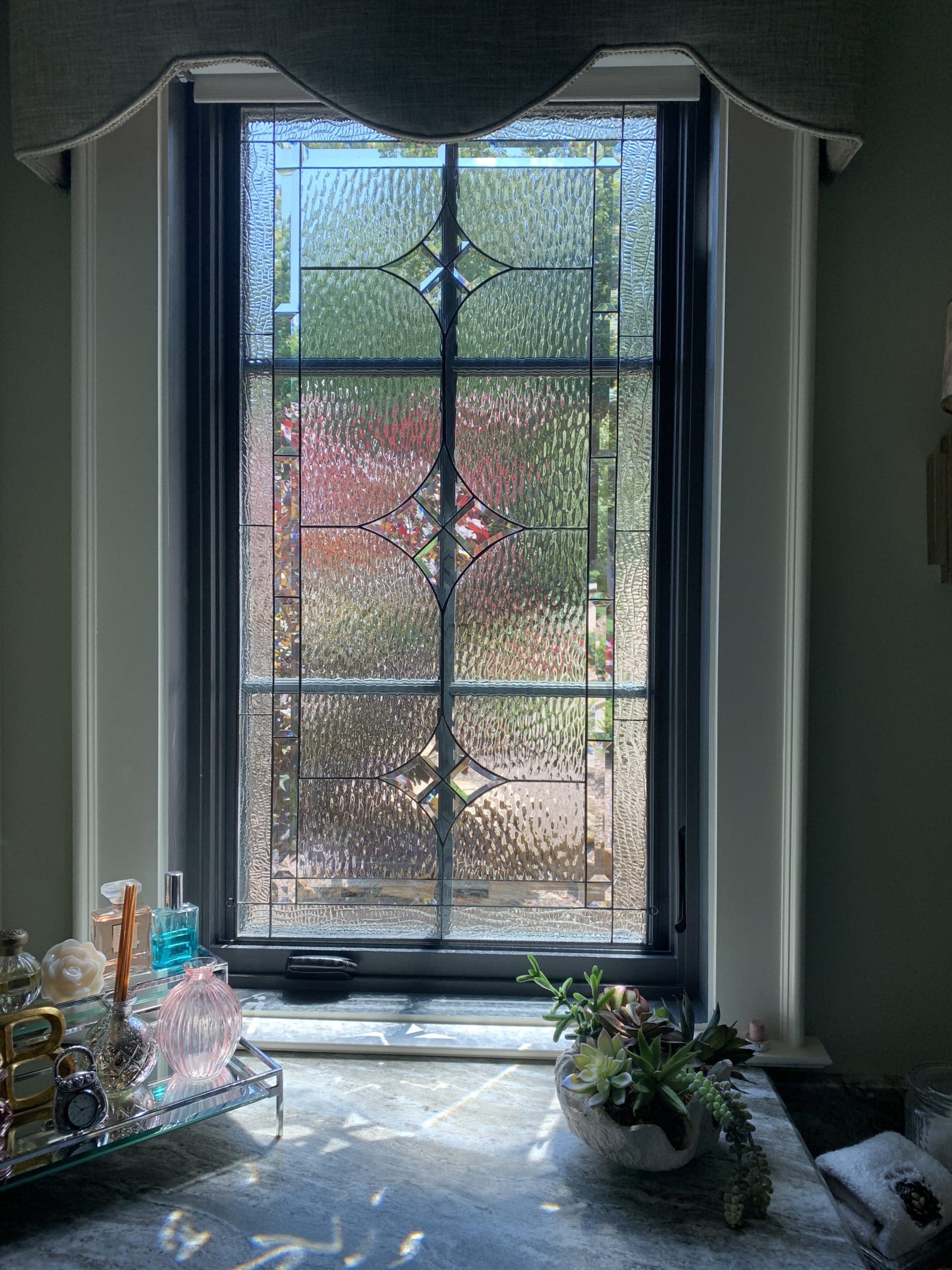 Before and After Stained Glass Window. There cannot be a better way to light up your space.