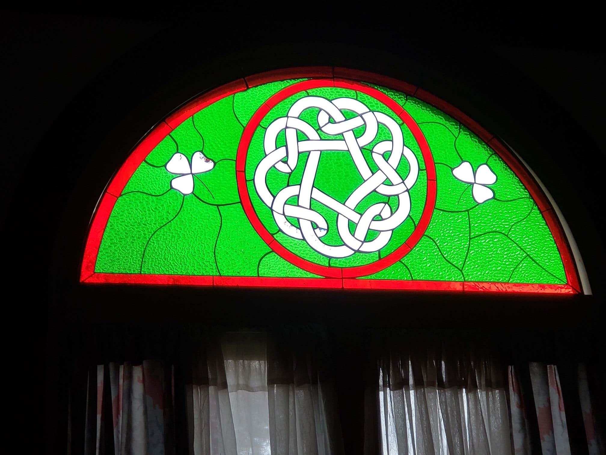 Gorgeous! Celtic Knot & Shamrocks transom window