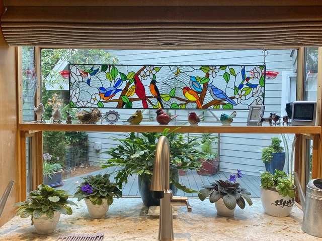 Hummingbirds and birds Stained Glass