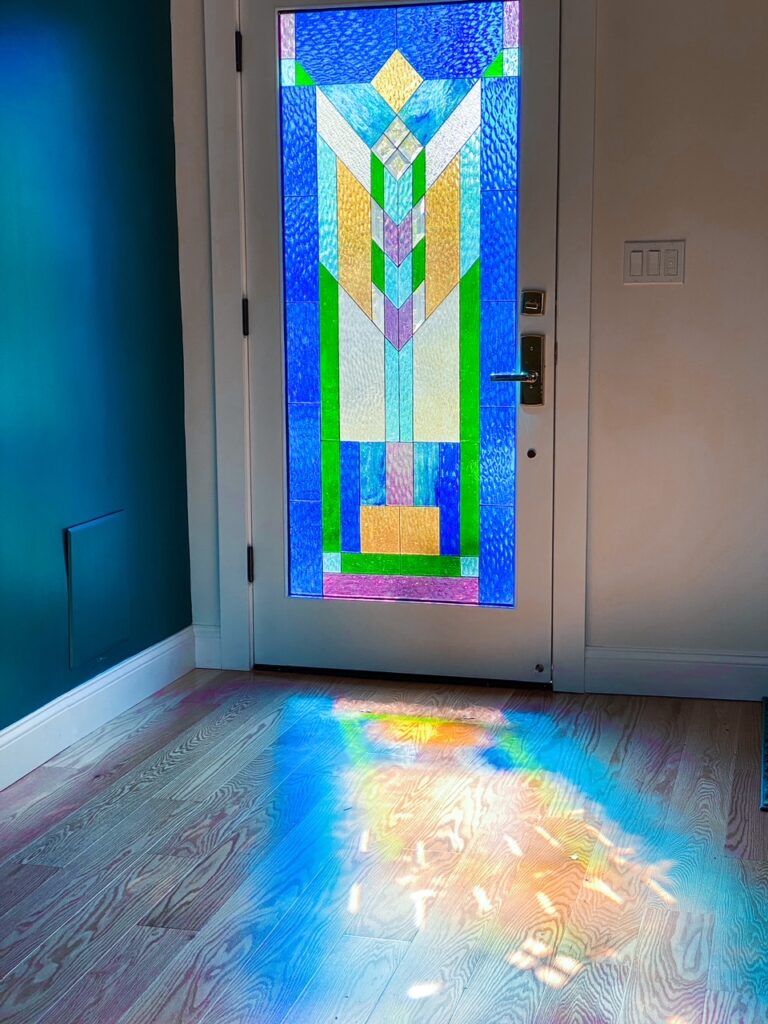 Lovely Praire Mission Style Stained Glass Door Insert