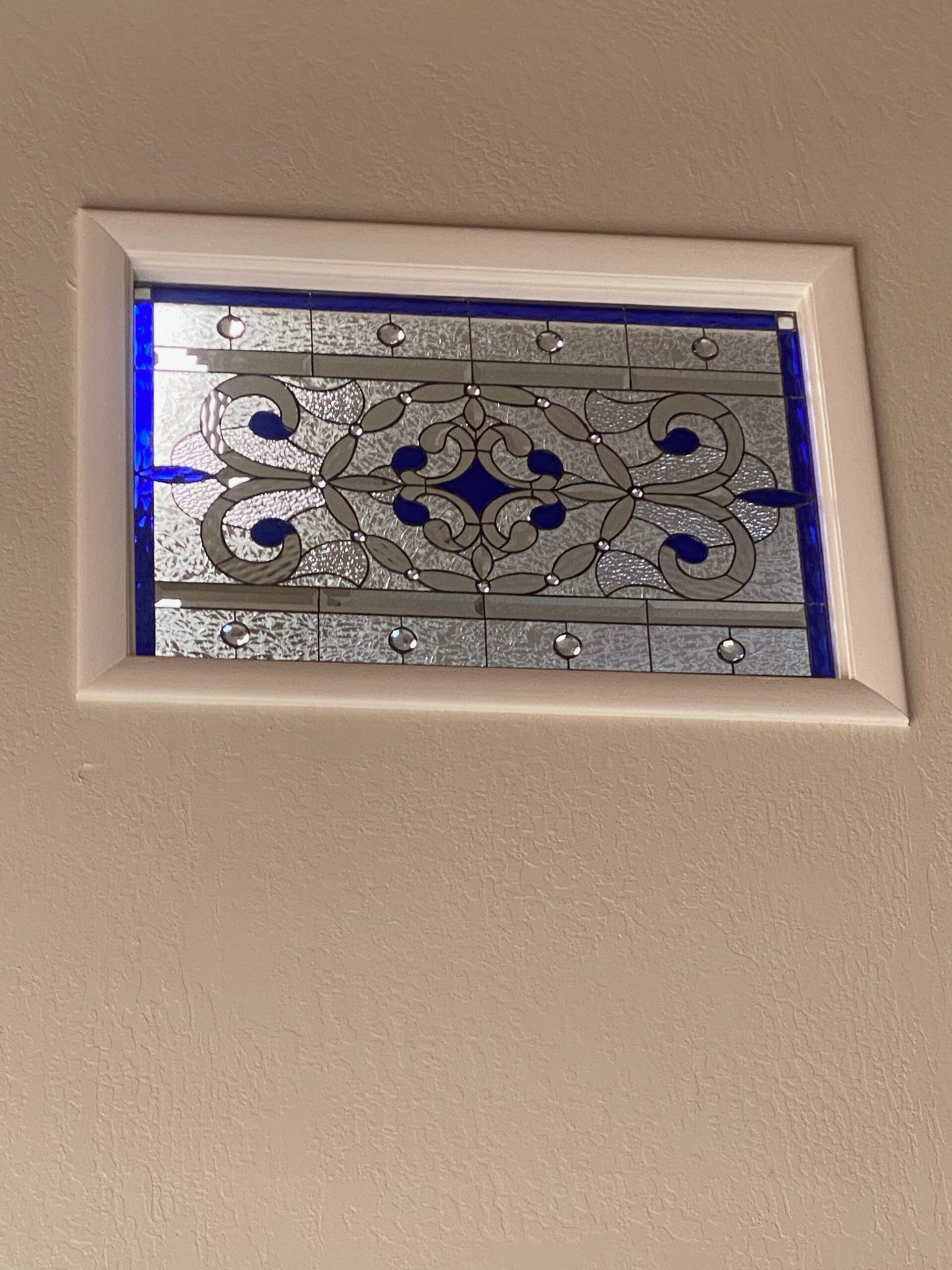 So gorgeous!!! Victorville Stained and Beveled Glass Window In Vinyl frame