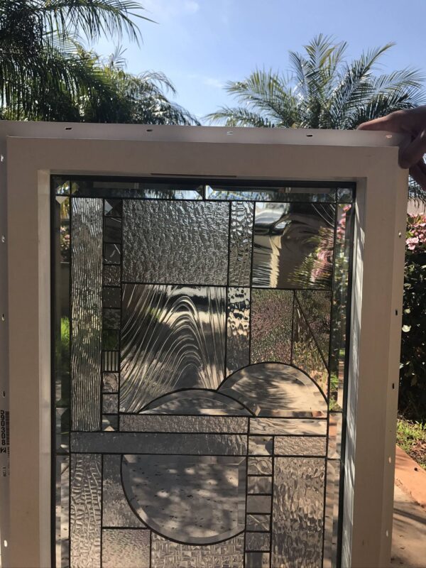 The "Palos Verdes" Stained Glass Beveled Clear Textured Vinyl Framed and Insulated