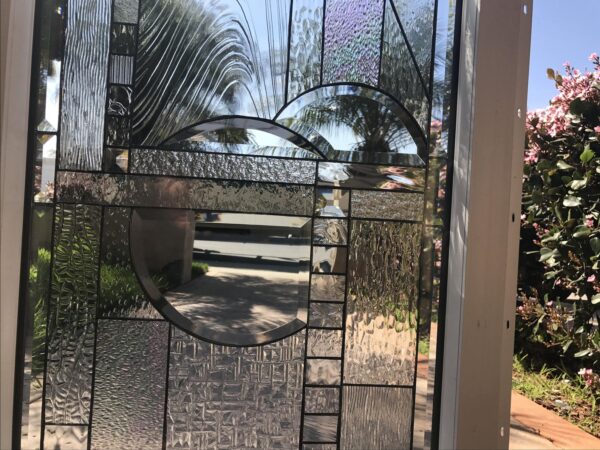 The "Palos Verdes" Stained Glass Beveled Clear Textured Vinyl Framed and Insulated