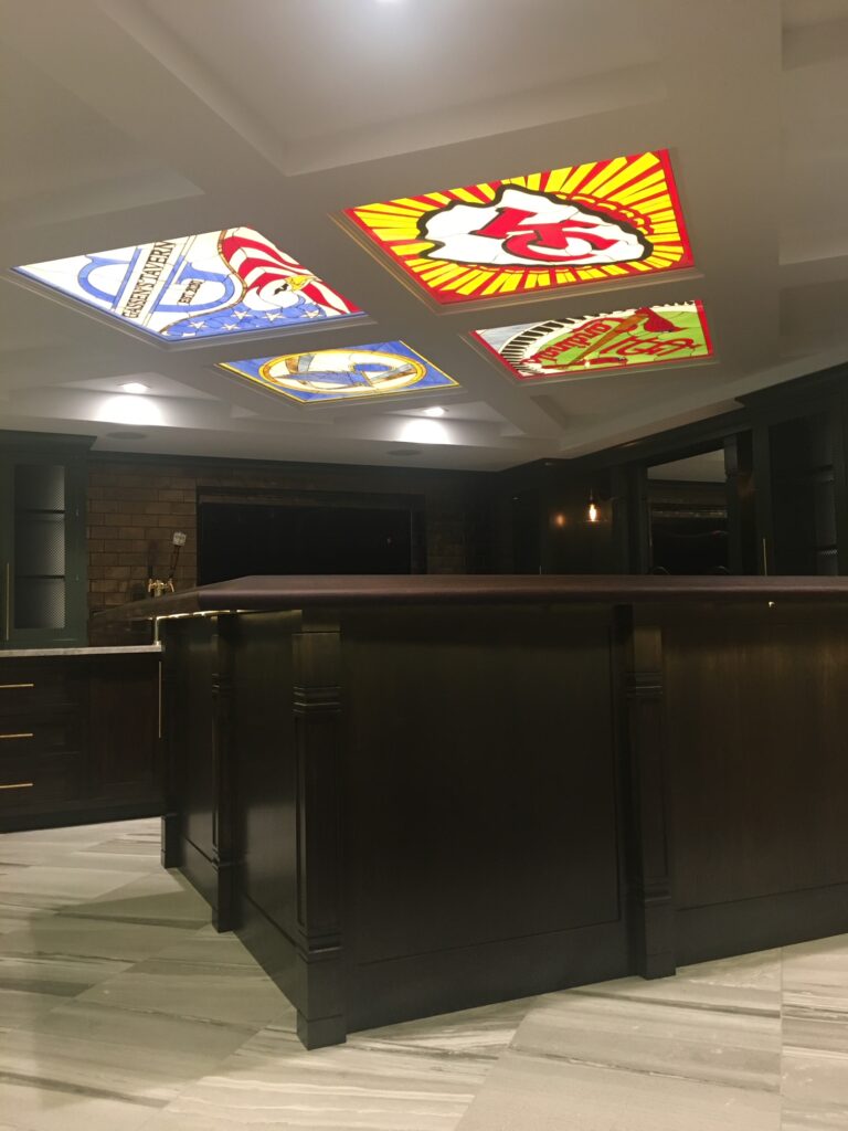 Large back lit skylight Stained Glass Panels for Gassen's Tavern