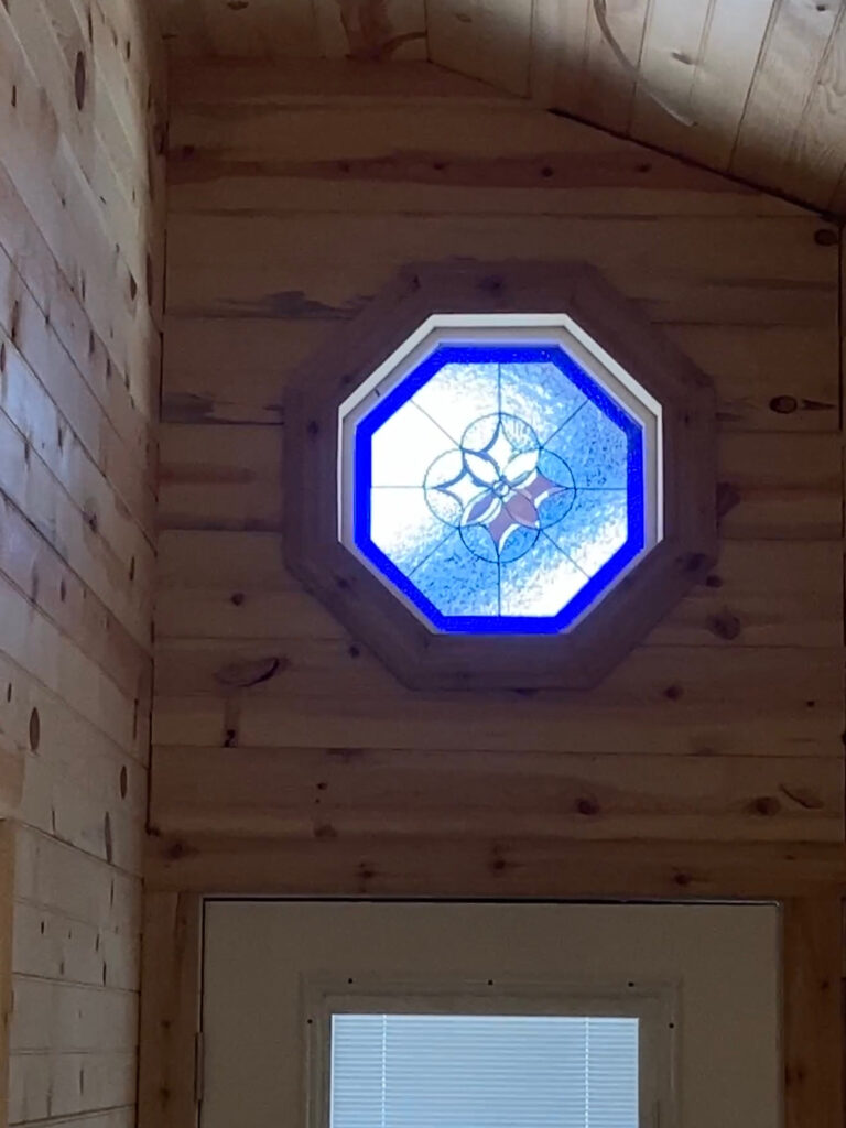 Vinyl Framed The “Hermosa” Octagon Stained Glass installed