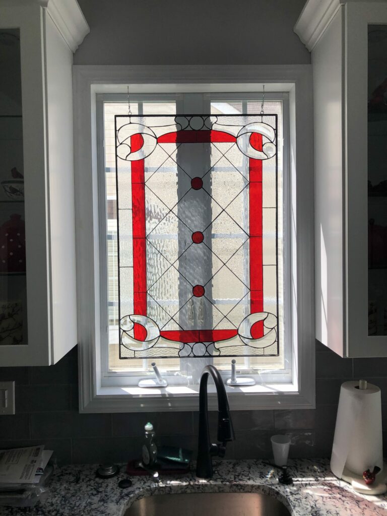 Diamond and jewels Stained Glass window shipped to NJ