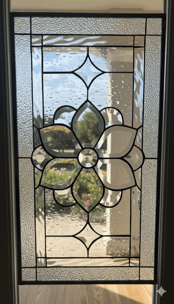 The San Mateo Beveled & Stained Glass Window Panel