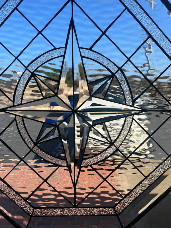 The “Beveled Octagonal Maywood” Compass Leaded Stained Glass Window