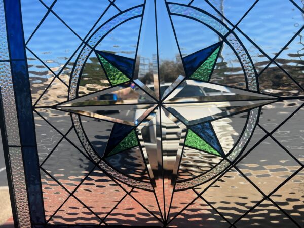 So Beautiful! The “Beveled Maywood” Compass Leaded Stained Glass Window