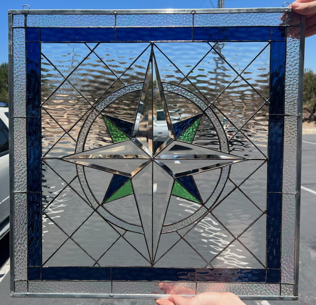 So Beautiful! The “Beveled Maywood” Compass Leaded Stained Glass Window