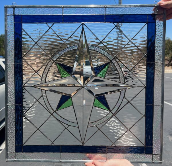 So Beautiful! The “Beveled Maywood” Compass Leaded Stained Glass Window