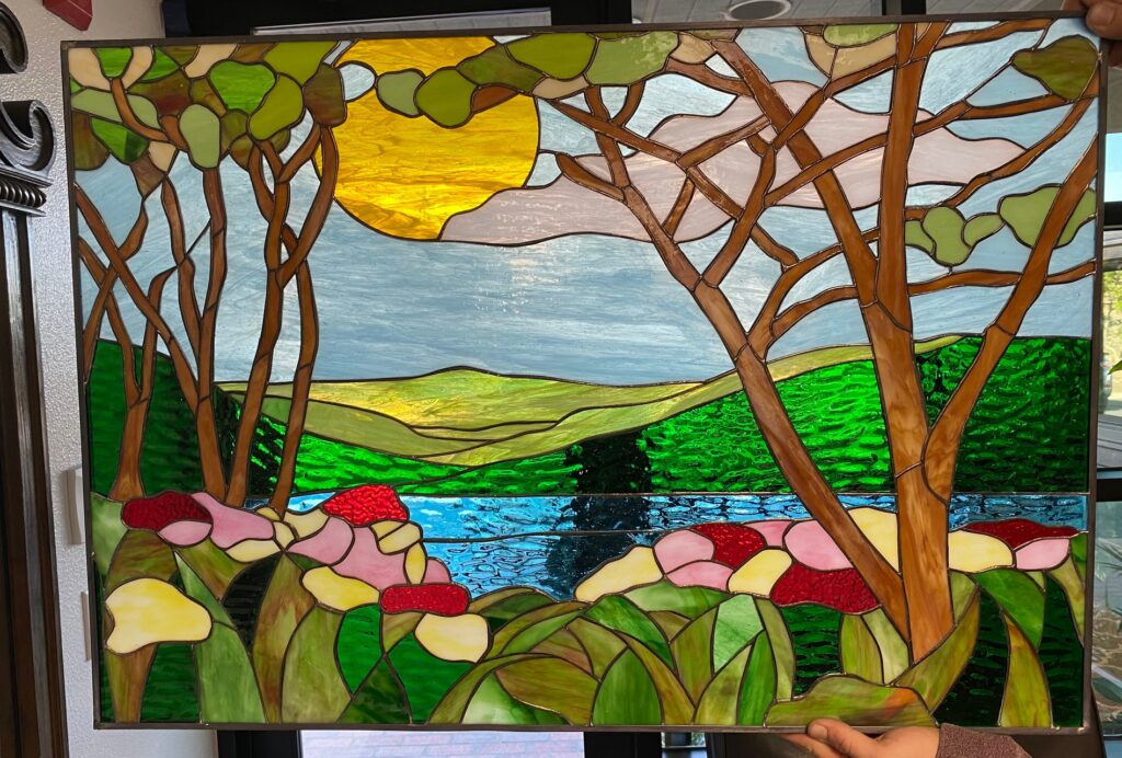 Beautiful Tiffany Nature Stained Glass Panel