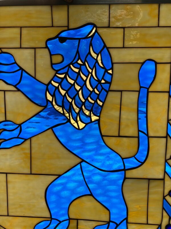 Heraldic Lion Stained Glass Window Panel