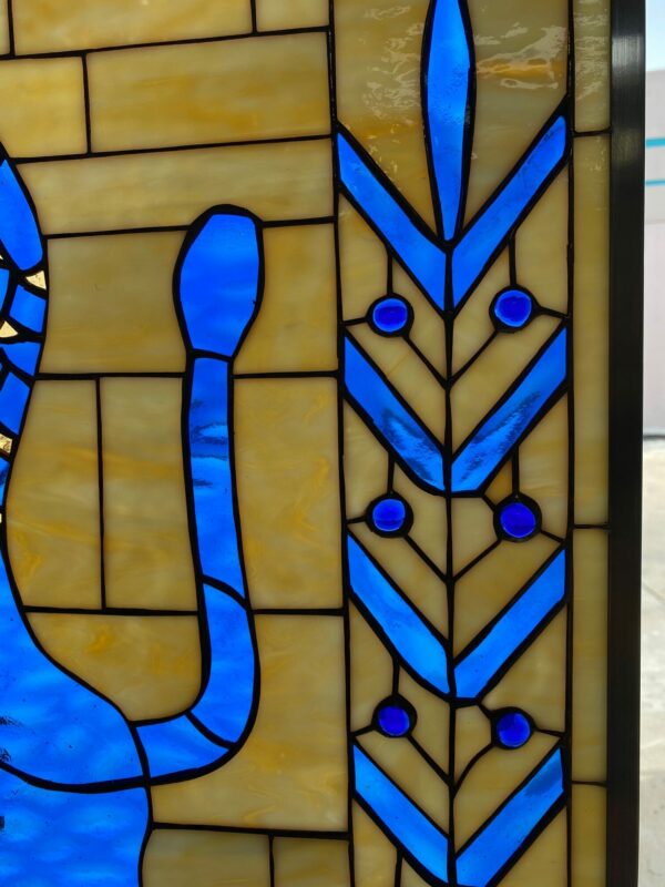 Heraldic Lion Stained Glass Window Panel