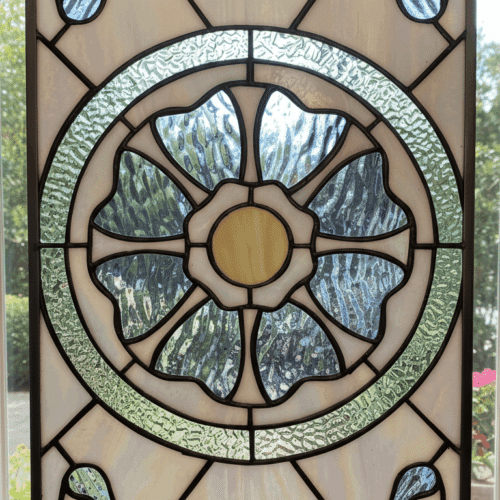 thumbnail image 2 of TMI Handcrafted Clear Beveled Stained Glass Window Panel – 16 X 24 Inches, Studio Crafted 2 of 3