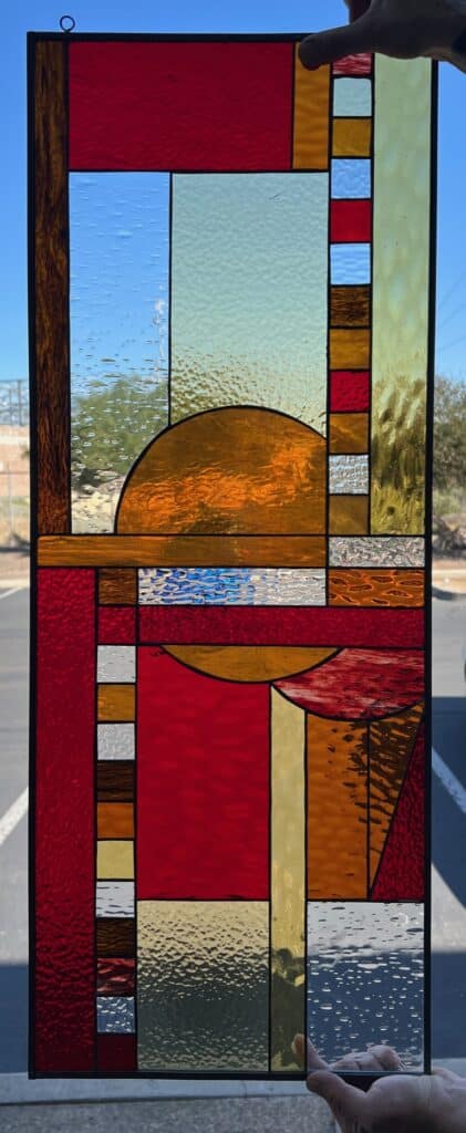 The "Oceanside " Beautiful Mission Style Leaded Stained Glass Window Panel