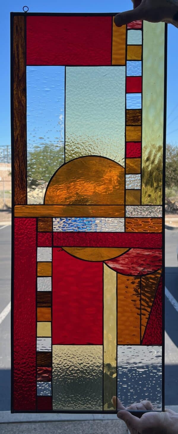 The "Oceanside " Beautiful Mission Style Leaded Stained Glass Window Panel