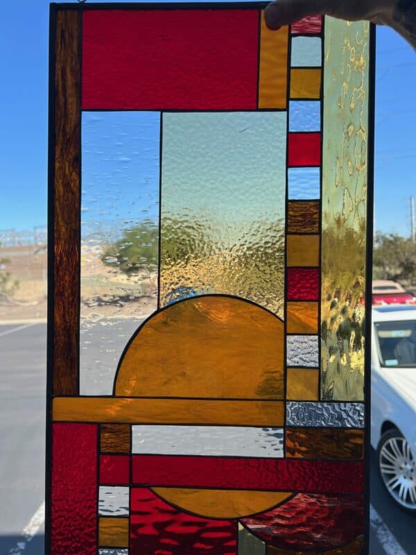 The "Oceanside " Beautiful Mission Style Leaded Stained Glass Window Panel