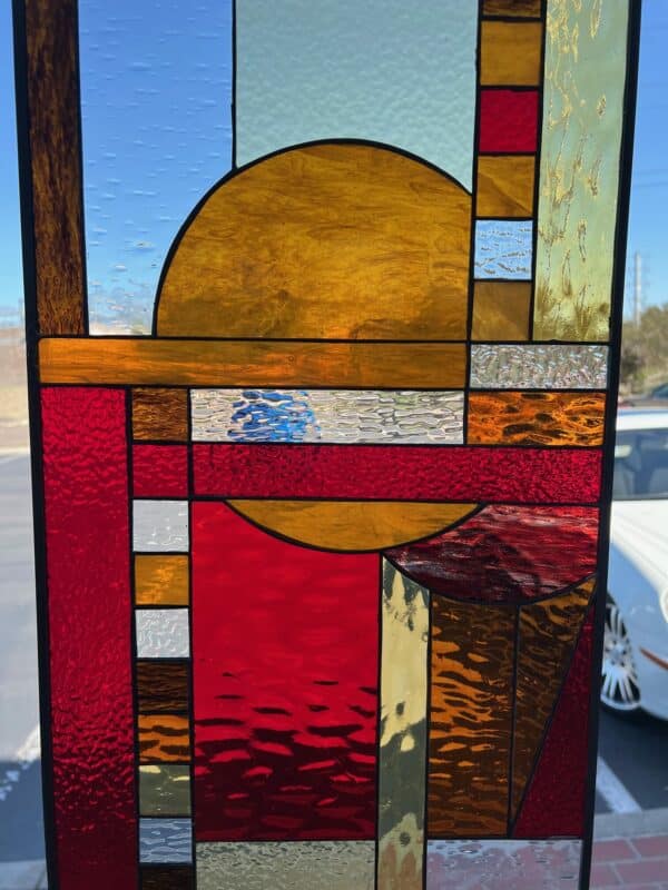 The "Oceanside " Beautiful Mission Style Leaded Stained Glass Window Panel
