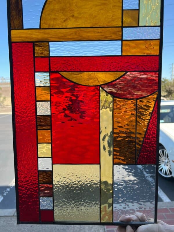 The "Oceanside " Beautiful Mission Style Leaded Stained Glass Window Panel