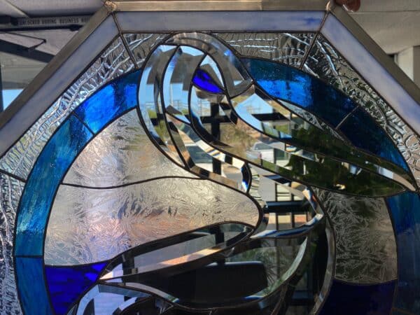 Wow! Hand Beveled & Stained Glass Octagon Pelican Leaded Stained Glass Window